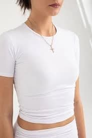 Soft Touch Dəyirmi Yaka Qısaqol Bluza Ağ